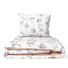 Cover set - 2 pcs - 120x90, 40x60  - ELEPHANT in the RAINBOW - PINK