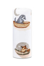 Diaper - 29989 - TETRA PRINT - EGA - ANIMALS on the BOAT - GREY - size 70x80 cm