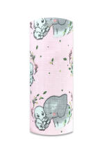 Diaper - 0411- TETRA PRINT - EGA - ELEPHANT - PINK  - size 70x80 cm