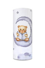Diaper - 14442  - TETRA PRINT - EGA - BEAR with a BOOK on the MOON - size 70x80 cm