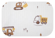 Autiņš - 30565 -TETRA DRUK - EGA - TRAKTORS UN EKSKAVATORS - BEIGE - izmērs 70x80 cm