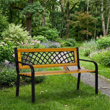 Wooden garden bench with openwork backrest 118×52 cm, park style, MultiGarden