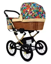Babylux Classic Art.286135 Maroon Flowers Classic 3-in-1 baby stroller