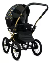 Babylux Margaret Gold Art.286159 Pansies and Roses Classic 3-in-1 baby stroller