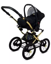 Babylux Margaret Gold Art.286159 Pansies and Roses Classic 3-in-1 baby stroller