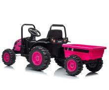 MILLY MALLY 6939 Akumulatora traktors ar piekabi Farmer rozā