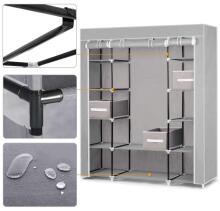 Large textile wardrobe with drawers Massido - gray