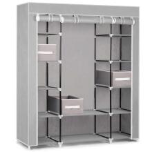 Large textile wardrobe with drawers Massido - gray