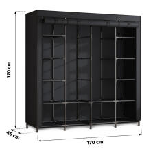 Large textile wardrobe Massido MS-804 black