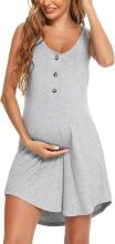 Aseniza Maternity Nightdress Art.287251 Gray  Naktskrekliņs grūtniecēm / barošanai  ar podziņam