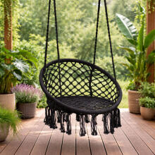 Boho piekārtais krēsls dārza šūpuļkrēsls, melns, MultiGarden
