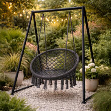 Boho piekārtais krēsls dārza šūpuļkrēsls, pelēks, MultiGarden