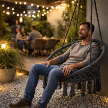 Boho piekārtais krēsls dārza šūpuļkrēsls, pelēks, MultiGarden
