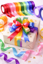 Gift Paper Satin Ribbon Art.287785 Mix Color Satin ribbon for gift wrapping, 12mm/25m, 1 pc.