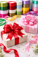 Gift Paper Satin Ribbon Art.287786 Mix Color Satin ribbon for gift wrapping, 25mm/25m, 1 pc.
