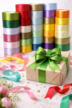 Gift Paper Satin Ribbon Art.287786 Mix Color Satin ribbon for gift wrapping, 25mm/25m, 1 pc.