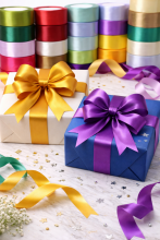 Gift Paper Satin Ribbon Art.287786 Mix Color Satin ribbon for gift wrapping, 25mm/25m, 1 pc.