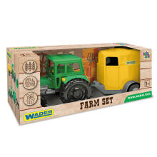 WADER 35023 Farmer tractor with horse trailer in a box