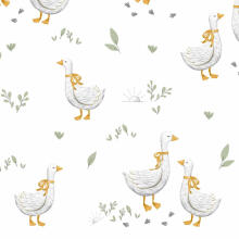 Cover set - 2 pcs - 120x90, 40x60  - GEESE with GREEN LEAF