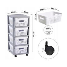 Chest of drawers on wheels with 4 perforated boxes 11L Infinity 30x36x69cm dark grey