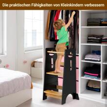 Cosyland Wooden Learning Tower Art.288718 Black Wooden kitchen stool/step for toddlers