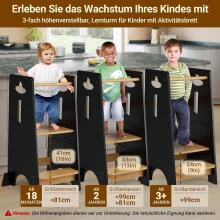 Cosyland Wooden Learning Tower Art.288718 Black Wooden kitchen stool/step for toddlers