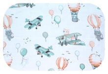 Diaper - 14435 - TETRA PRINT - EGA - FOX in AIRPLANE - GREEN- size 70x80 cm