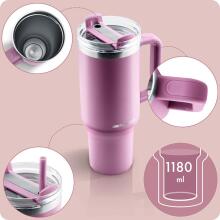 Vacuum thermos mug with straw 1180 ml Berdsen pink