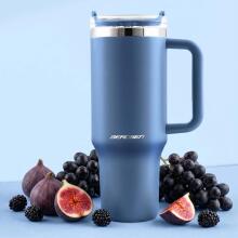Vacuum thermos mug with straw 1180 ml Berdsen navy blue