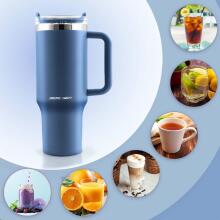 Vacuum thermos mug with straw 1180 ml Berdsen navy blue