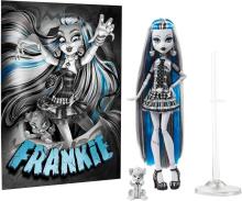 Monster High Reel Drama – Frankie Stein melnbaltā kolekcionējamā lelle ar plakātu