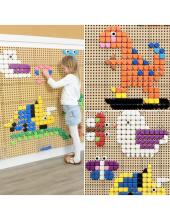 MASTERKIDZ Freestanding STEM Wall Board 166 x 125 cm + Accessories Pegs Gears Blocks Tools Ball Track
