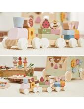 VIGA Wooden Spring Educational Train 18 Pieces