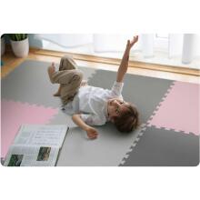 Foam mat puzzle 180x180cm 9 pieces gray pink