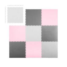 Foam mat puzzle 180x180cm 9 pieces gray pink