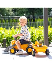 FALK Ride-On Komatsu Tractor with Excavator Bucket and Trailer for Ages 1-3