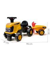 FALK Ride-On Tractor JCB Fastrac with Trailer, Shovel, and Rake for 1-3 Years Old