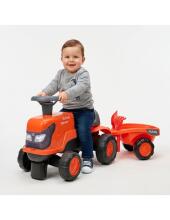 FALK Ride-On Tractor Kubota Orange with Trailer Quiet Wheels + ages 1-3