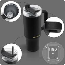 Vacuum thermos mug with straw 1180 ml Berdsen black
