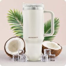 Vacuum thermos mug with straw 1180 ml Berdsen cream