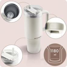 Vacuum thermos mug with straw 1180 ml Berdsen cream