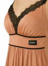 La Bebe™ Nursing Cotton Mia Art.136123 Warm Caramel Ночная сорочка (ночнушка) для беременных и кормящих