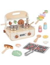 TOOKY TOY Wooden Kitchen with Grill and Accessories