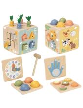 TOOKY TOY Wooden Spring Educational Cube 5in1
