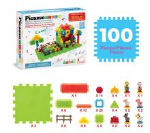 PICASSO TILES Magnetic Construction Set Hedgehog Blocks Farm 100 pcs, PTB100-Farm