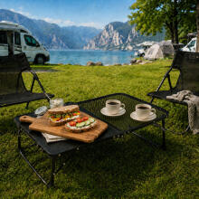 Tourist camping table 60x40 cm folding into a suitcase, black MultiGarden