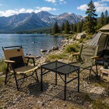 Tourist camping table 60x40 cm folding into a suitcase, black, MultiGarden