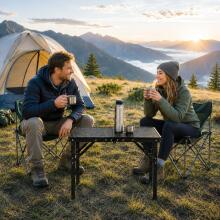 Tourist camping table 60x40 cm folding into a suitcase, black, MultiGarden