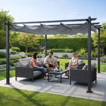 Dārza pergola terasei 3x4 m tērauda nojume pelēka MultiGarden