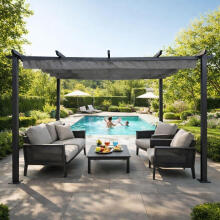 Dārza pergola terasei 3x4 m tērauda nojume pelēka MultiGarden